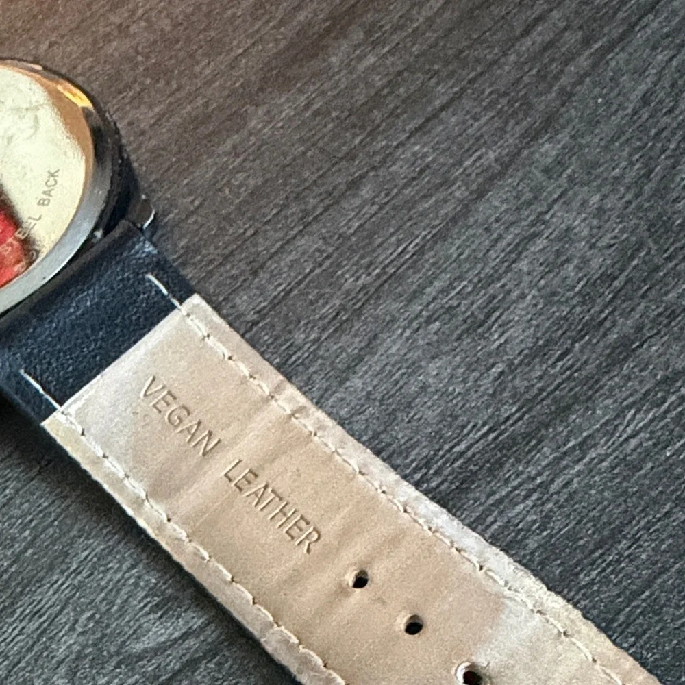 Black Vegan Leather with Gray Face Watch